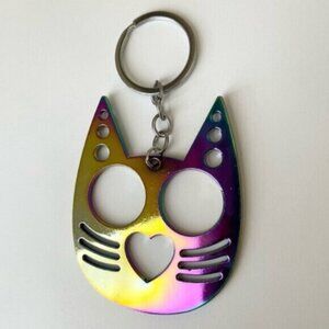 Cat Self Defense Keychain Metal